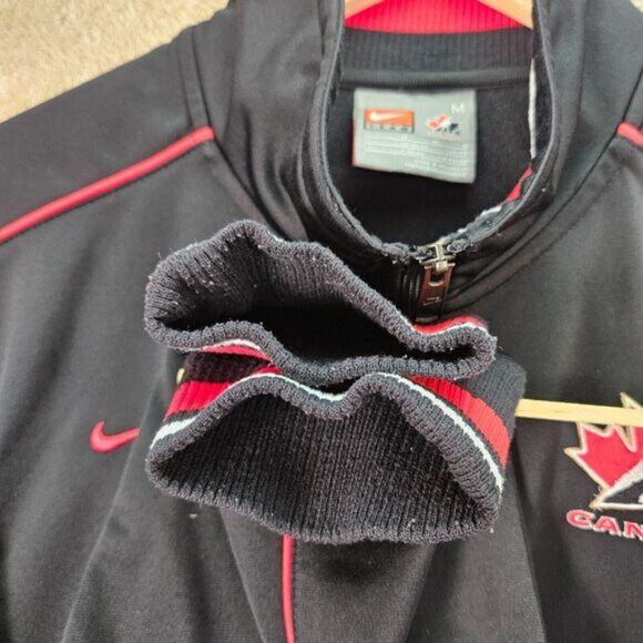 Nike Team Canada Hockey Jacket Full Zip Black Long Sleeve Pockets Men's Size M - Picture 10 of 13